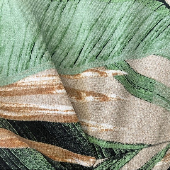 NWOT Alfani Palm Print Tie front Tunic Green/tan Size PP tropical, resort, fun - Picture 4 of 7